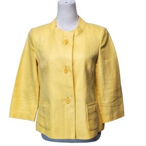 Talbots Yellow 3/4 Length Sleeve Blazer Jacket Size 8P